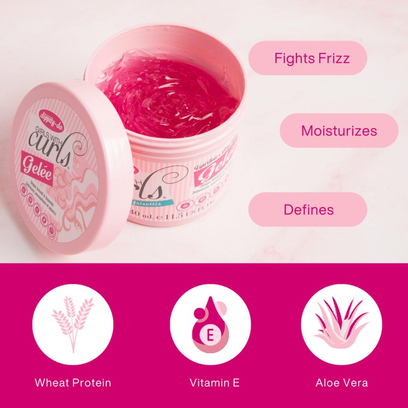dippity-do Dippity Do Girls with Curls Light Hold Gelee, Shape, Smooth & Separate Curls, Formulated with Aloe, Vitamin E & Wheat Protein, Frizz-Free, Never Crunchy, Curly Hair Gel For Women, 11.5 FL Oz - Image 2